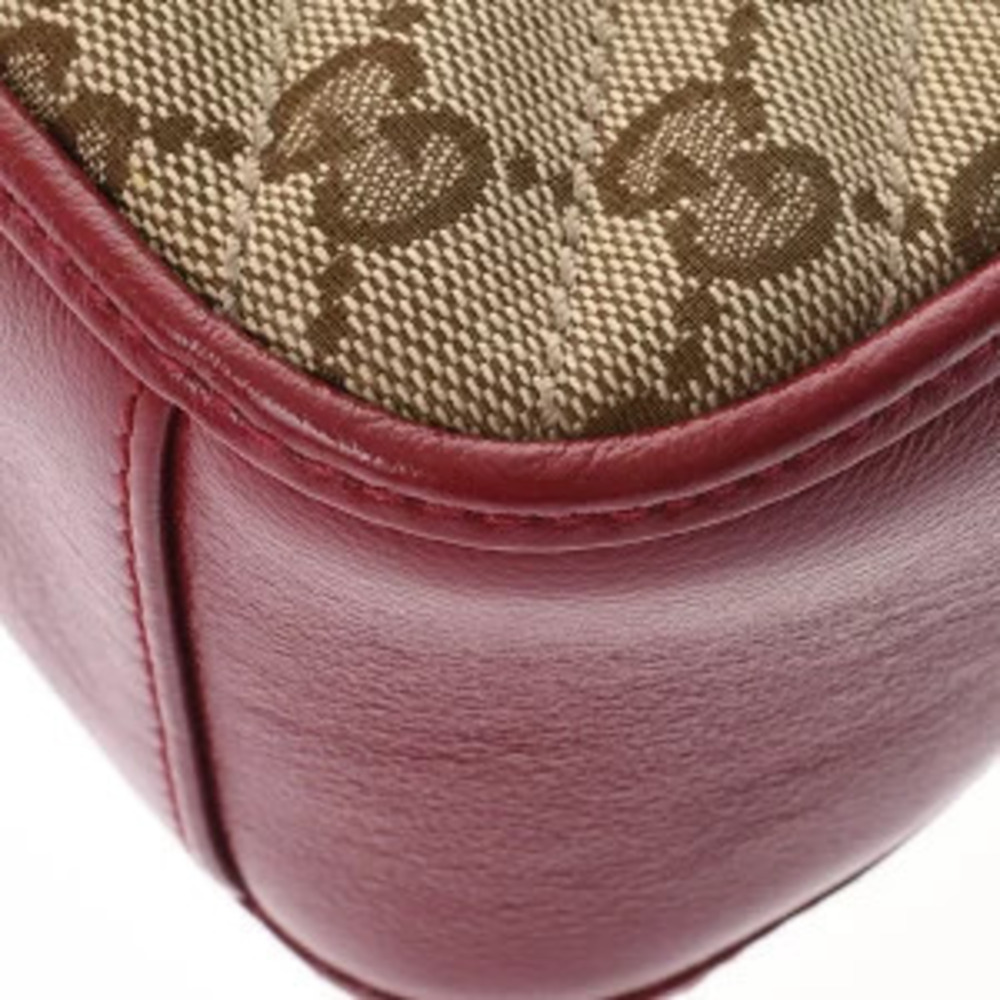 Gucci Leather Supreme Shoulder Red Bag Beige GG Top Handle Canvas Marmont Ebony - Picture 7 of 9